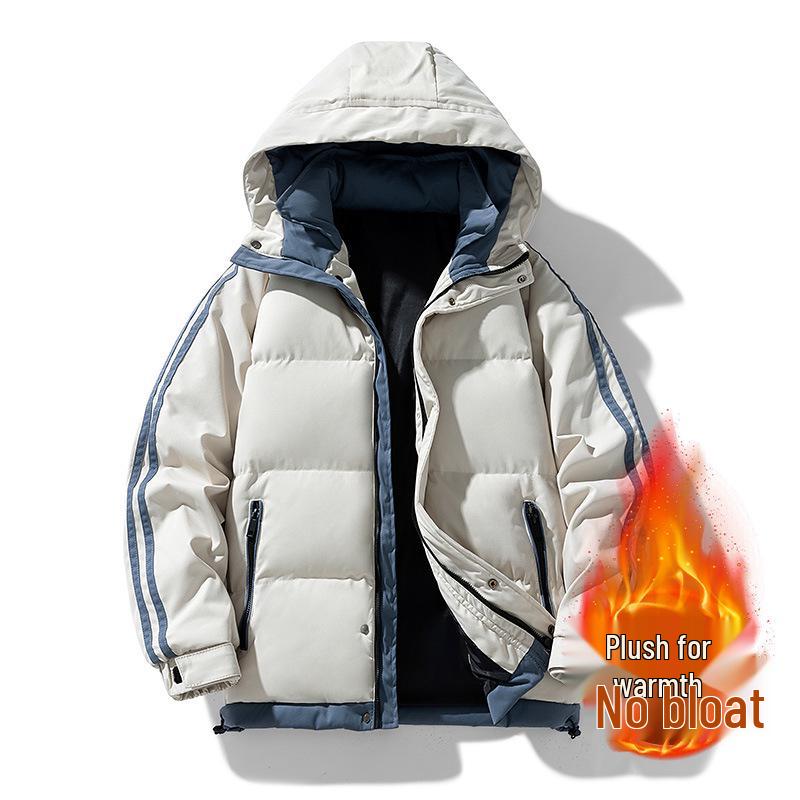 

Men s Plus Size Hooded Cotton Jacket - Autumn/Winter Loose Fit, Thickened with Velvet, Warm and Trendy Coat. XL [135-145 lbs] хакі