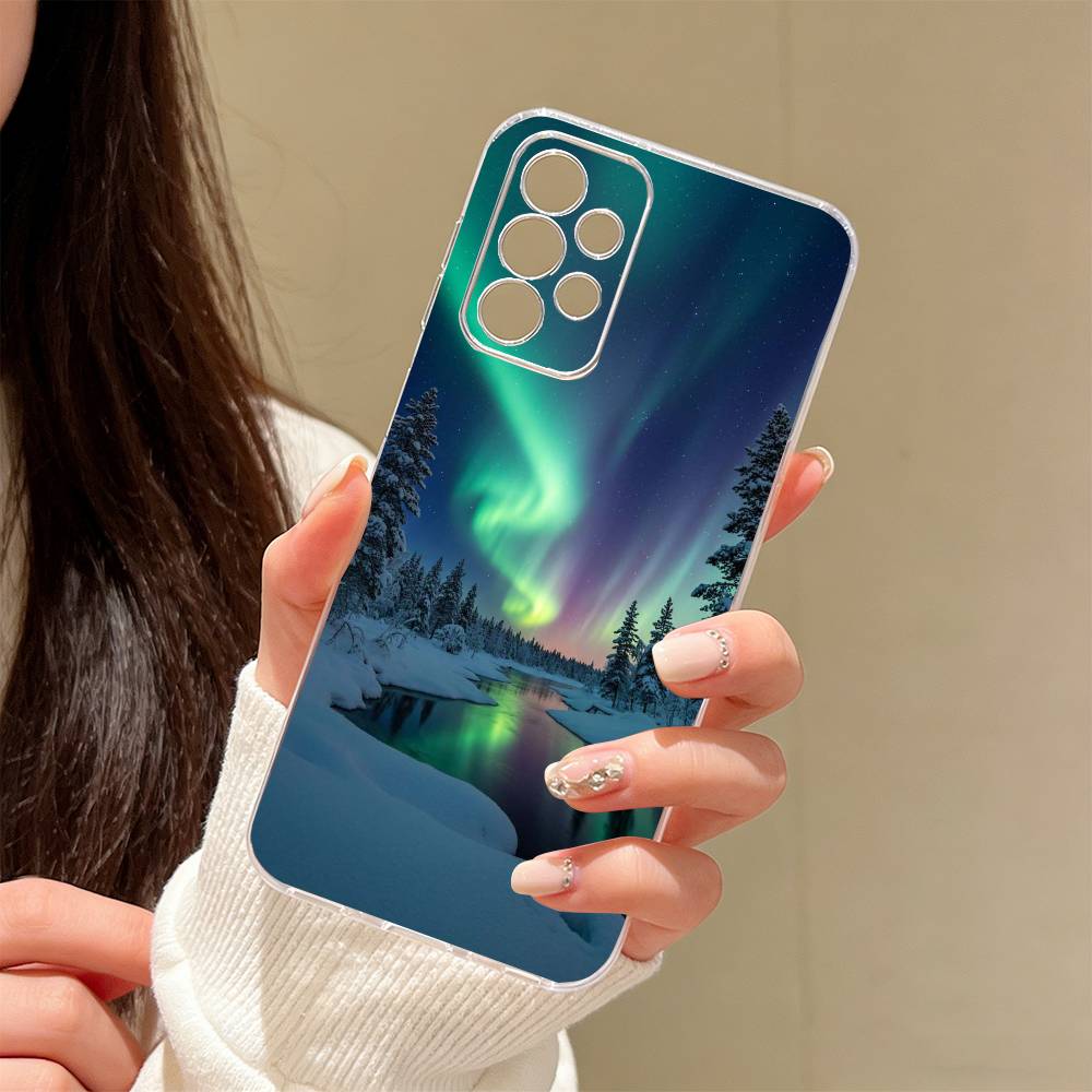 Northern Lights  Phone Case Transparent Silicone Soft For Samsung S25,S24,S21,S22,S23,S30,Ultra,S20,Plus,Fe