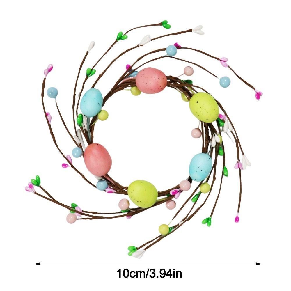 With Foam Eggs Colorful Easter Egg Flower Wreath Handmade 2025 Easter Artificial Egg Wreath Desktop Home Ornament Kids Gifts