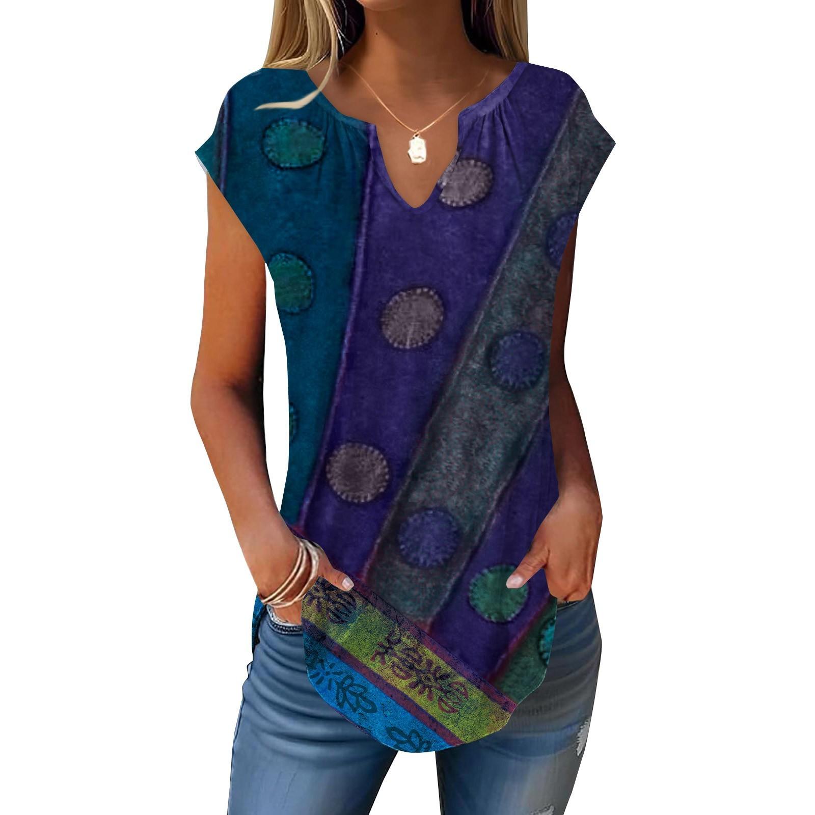 

Летние футболки с короткими рукавами для женщин, модные свободные повседневные нарядные туники с V-образным вырезом, плиссированные топы на бретелях L