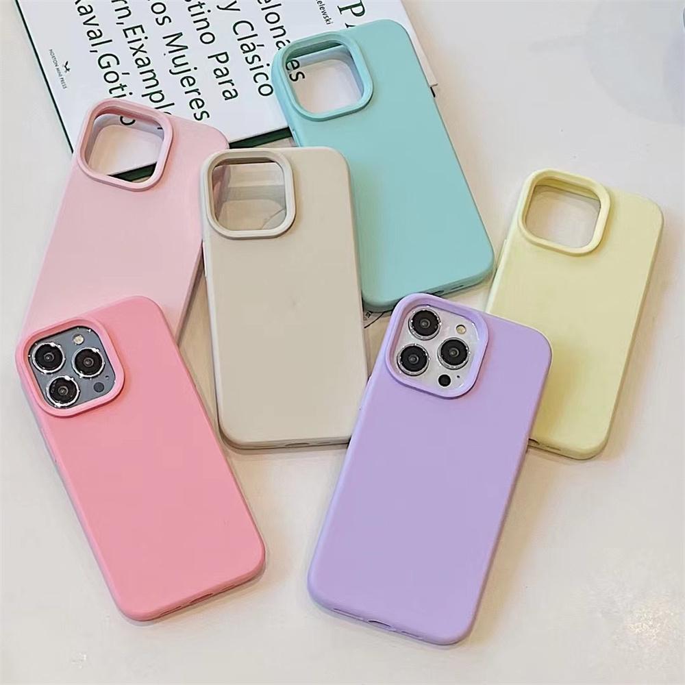 Cute Soft Silicone Candy Color Matte Phone Case For iPhone 16 12 13 Mini 14 15 16 Pro Max Shockproof Bumper Rubber Back Cover