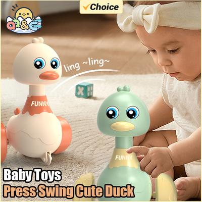 Non-Toxic Baby Toy Swing Duck Toy Cartoon Press Vehicles Glide Animal Inertia Pull Back Cars Early Education Toys For Toddlers Children