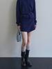 Tinnit Cashmere Wool Blend Wrap Skirt_Navy