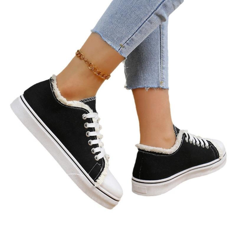 Low-top Cloth Shoes, Women's Flat Round Toe Casual Single Shoes, Student Board Shoes