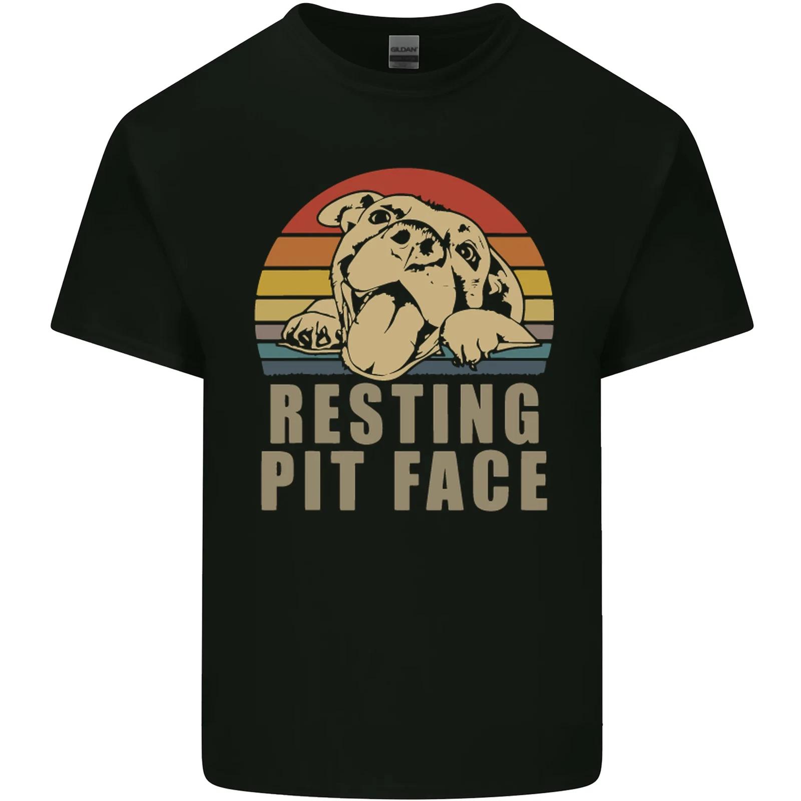 Resting Pit Bull Face Funny Dog Puppy Kids T-Shirt Childrens XL