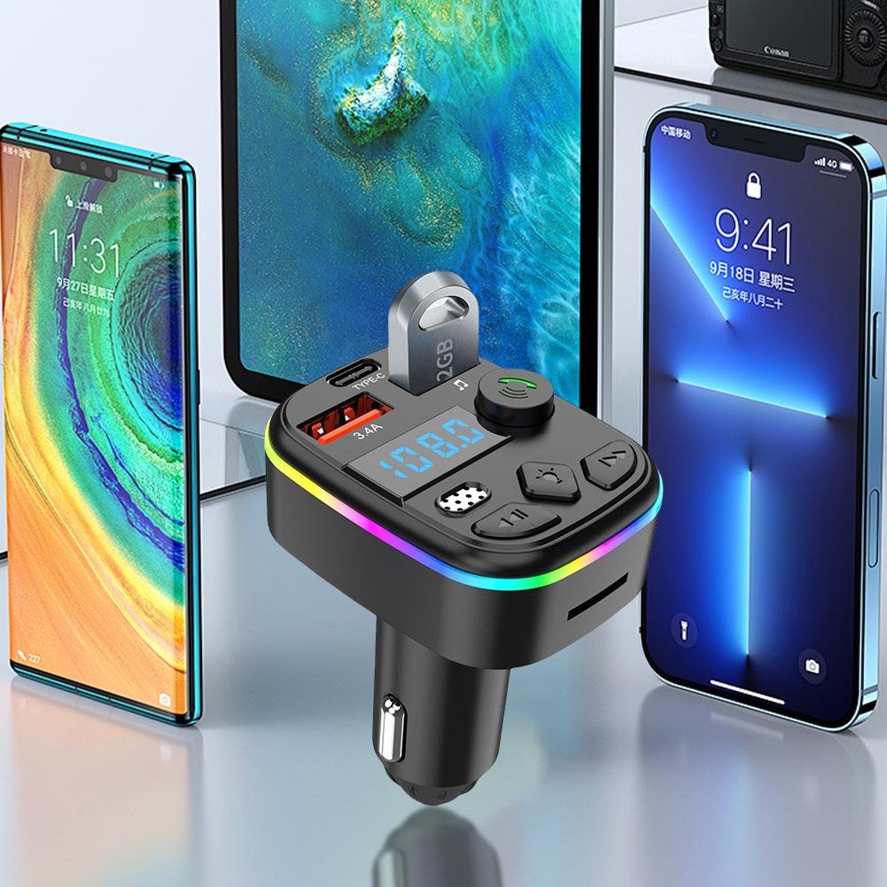 Cell Phone Charger Bluetooth-Compatible Support TF Card U Disk Hands Free Wireless Car Kit Car FM Transmitter MP3 Player Adapter