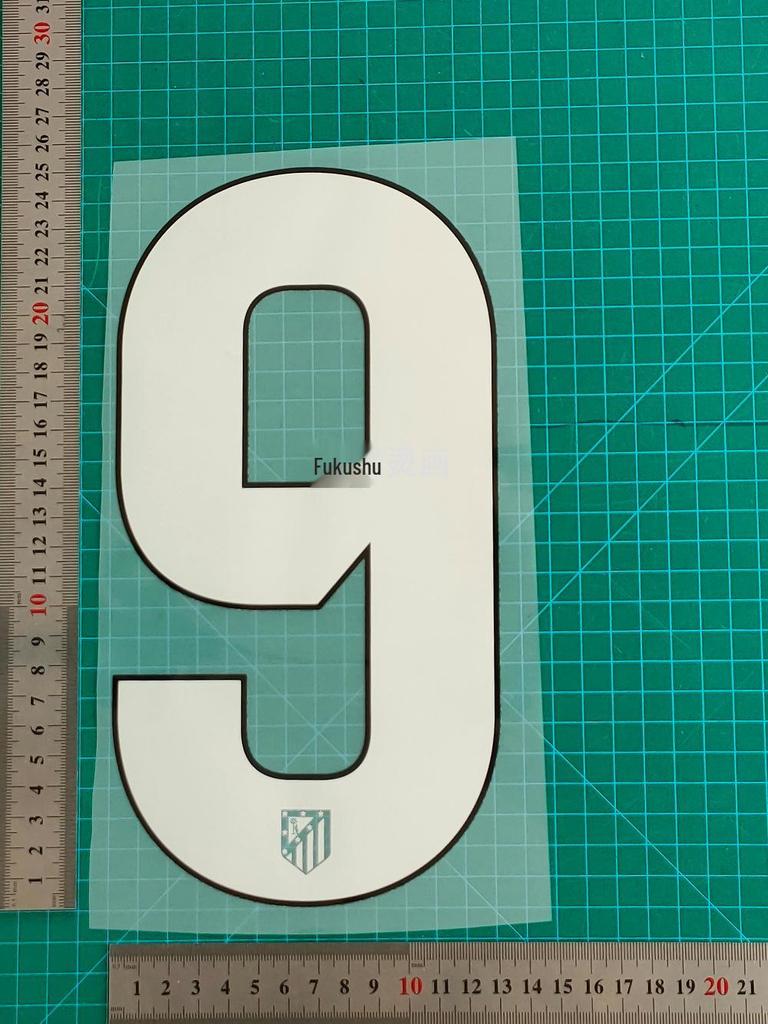 Atletico Madrid 25-26 Away Jersey Number and Letter Heat Transfer Stickers, B Grade, Adult Size