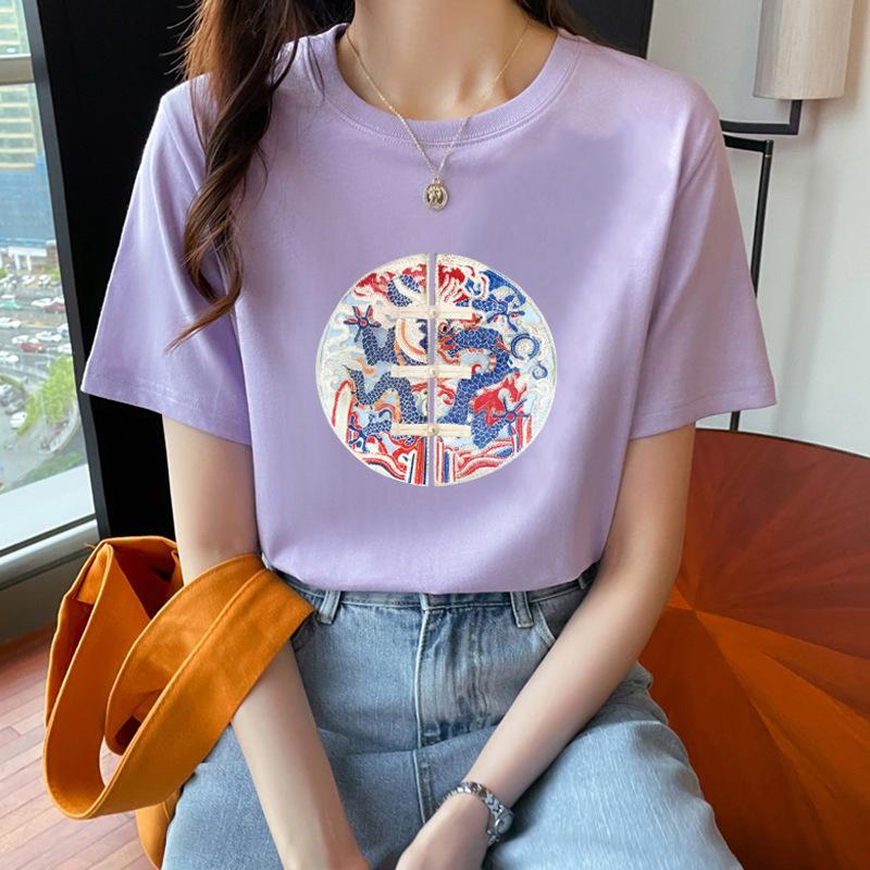 VEZFAA Damenmode Casual Sommer Frühling Kurzarm O-Ausschnitt Blusen & Hemden