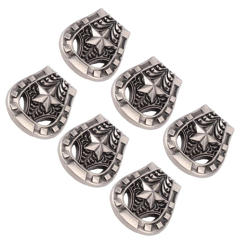 6 Set Screw Rivet for Leather Alloy 25x27mm Ancient Silver Horseshoe Shape with 4.5mm PH Screws