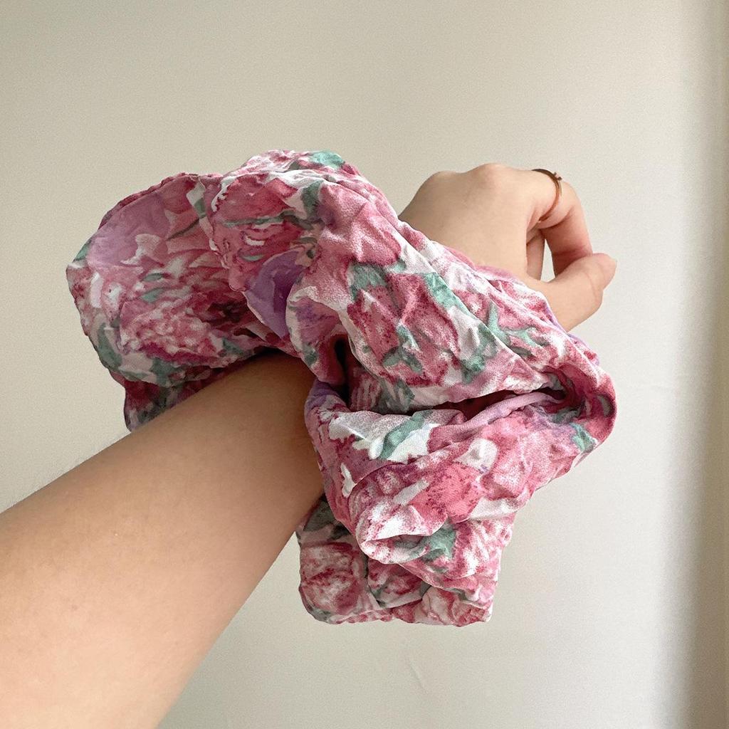 Gradient Retro Floral Monet-Inspired Hair Ring - High-End Seersucker Accessory