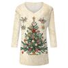 Women's T Shirt CHristmas Print 3/4 Sleeve Daily Weekend Fashion Basic V- Neck Regular Top