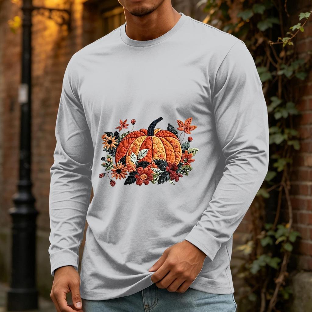 Men's Casual Long Sleeve Neck T-Shirt for Halloween
