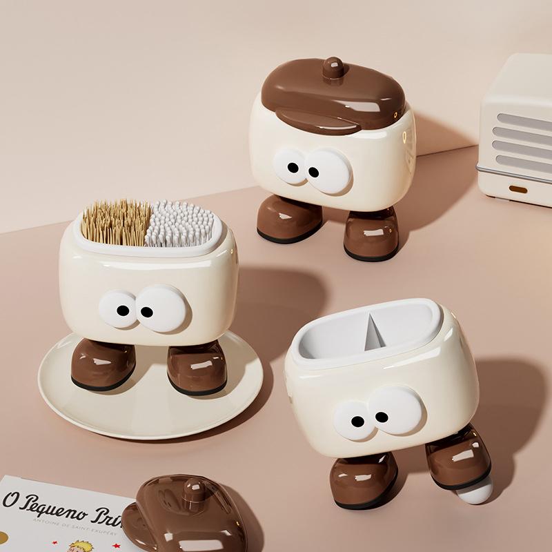 Kreativer Wattestäbchenhalter mit Deckel Wattestäbchenbox Baumwollpads Halter Make-up Organizer Aufbewahrungsbox Wattestäbchen Spender Zahnstocherbox