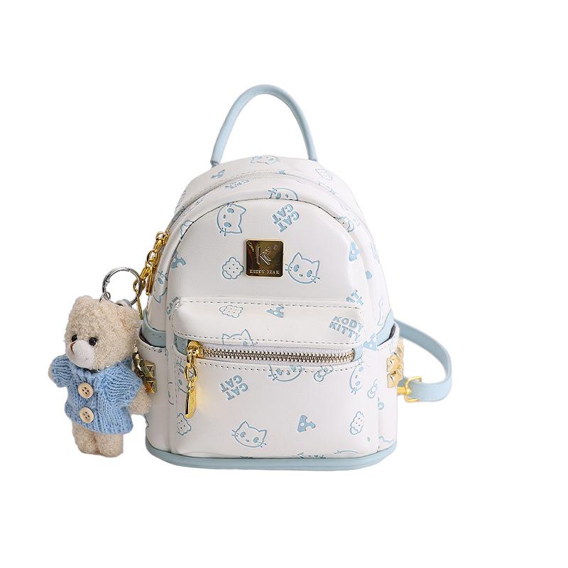 Schoolbag Cartoon Printed Backpack Female Versatile Going Out Travel Small Backpack Daily Commuter Portable Bag Female