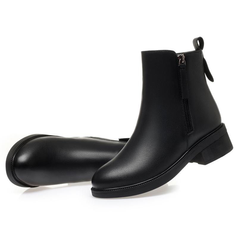 Fashion AIYUQI Women Boots Winter Fashion Anti-Slip Women Ankle Boots Mid Heel Natural Wool Genuine Leather Snow Boots Ladies