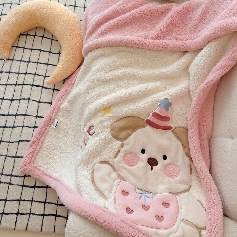 OEING Cartoon Lamb Velvet Blanket - Cake Dog Design 200x230cm