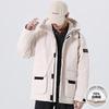 Cargo down jacket men's winter new loose thickened bread jacket light white duck down jacket trendy