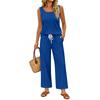 Women Sleeveless Tank Top and Wide Leg Pants Two Piece Set Casual Loose Fit Lounge Wear Suitable for Travel Vacation and Home Relaxation