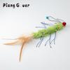 Artificial Millipede Replacement Head Cat Teaser Stick Feather Caterpillar Pet Cat Toy