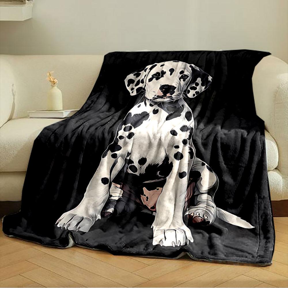 Dalmatian Puppy On Black for All Seasons Blanket Lunch Break Throw Gift