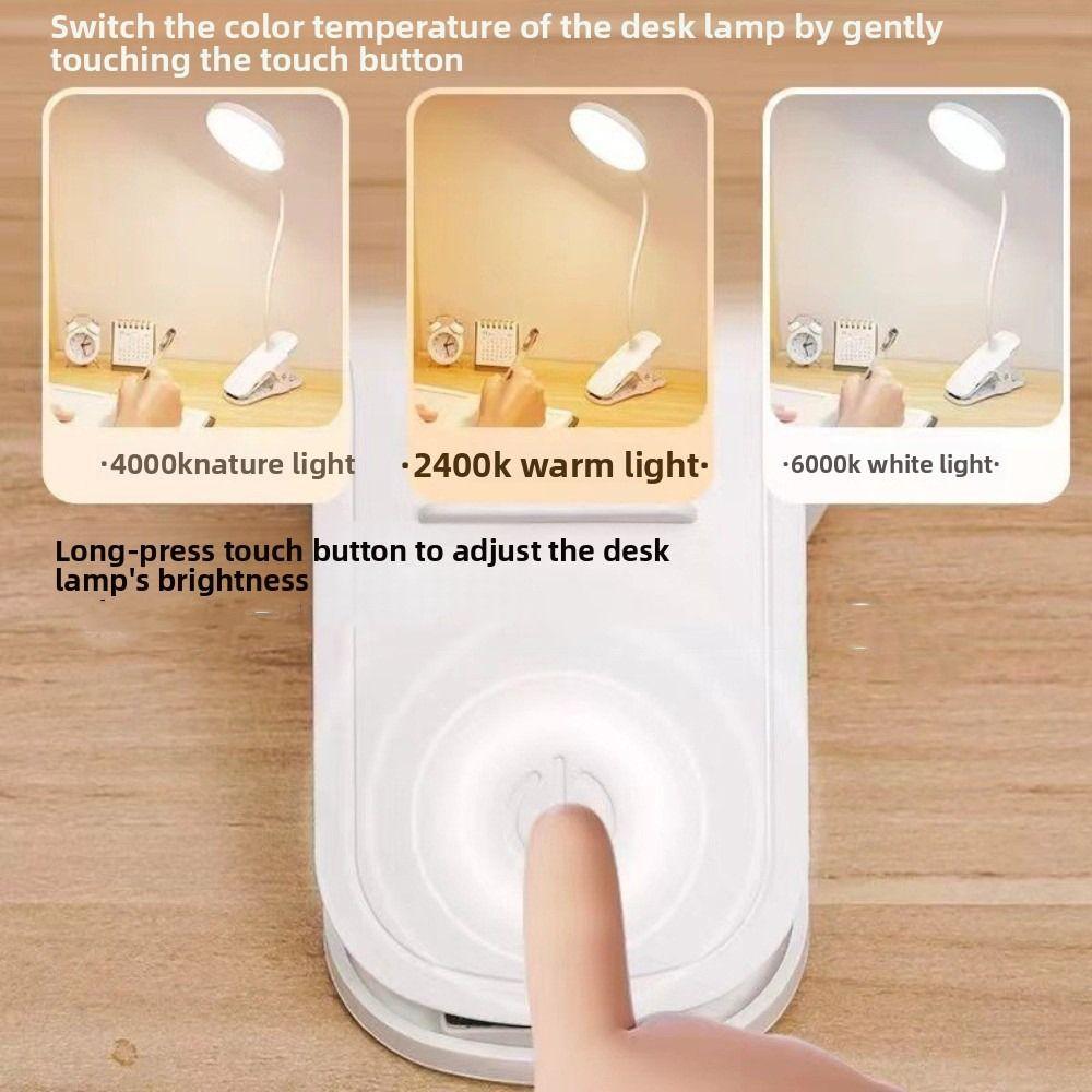 Dimming Function LED Clip Lamp Touch Control LED Desk Lamp USB Rechargeable Lamp  Bed Reading