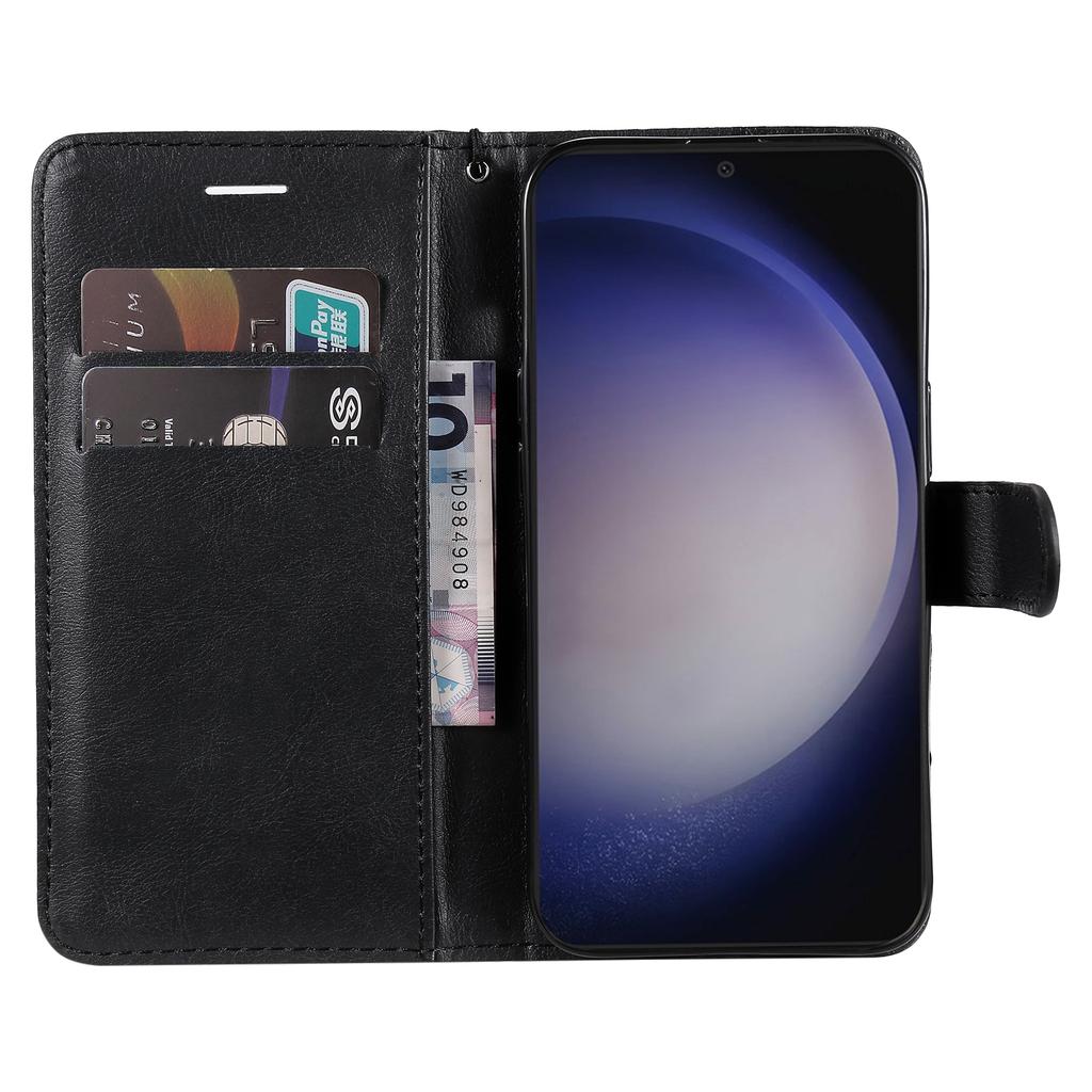For Samsung Galaxy S25/S24 Case Solid Color Leather Mobile Cover Wallet Stand with Strap