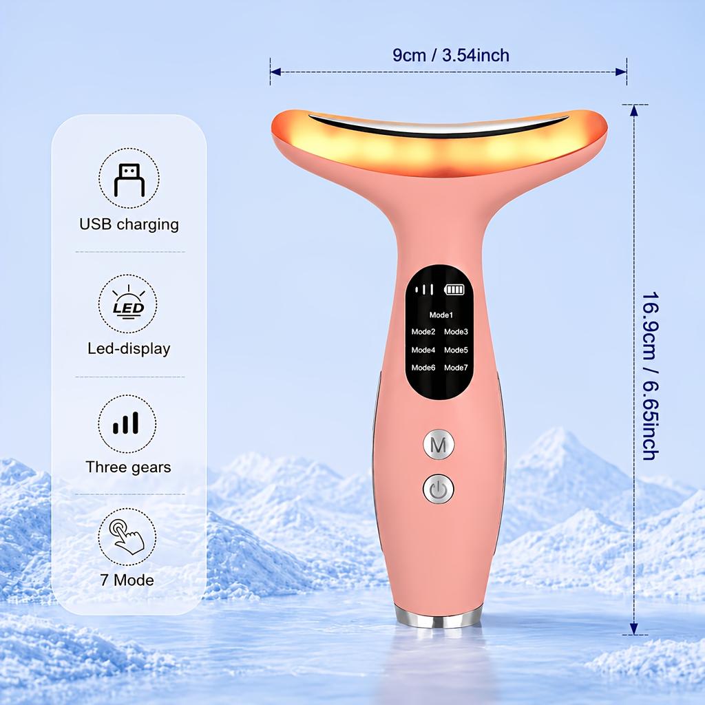 Rechargeable Facial and Neck Skin Care Beauty Device, Home Use Vibrating Massager, Facial and Neck Skin Care Gift for Women