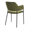 Lima Green Velvet Chair with Armrests and Black Legs