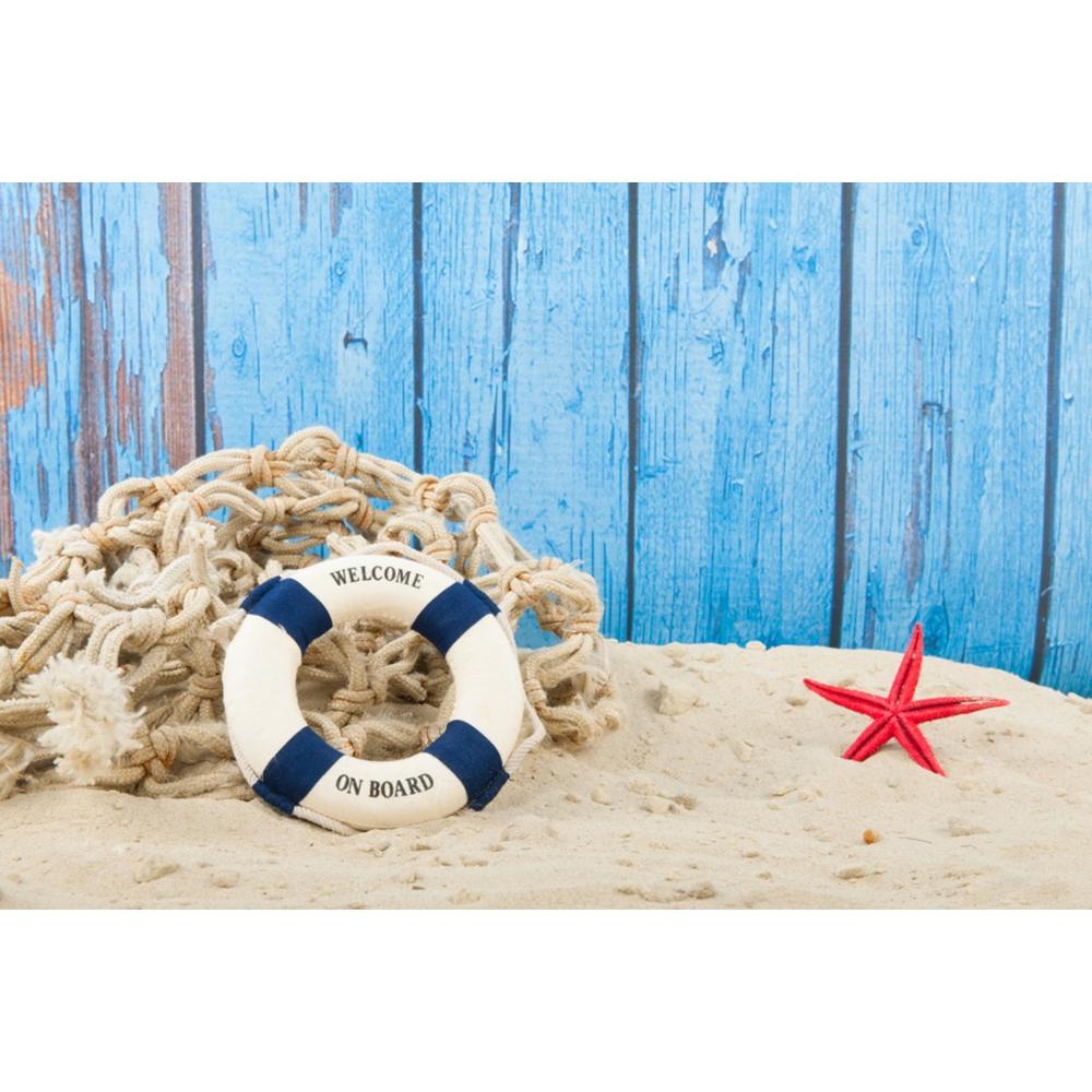 Timone Nautico Stella Marina Sfondo 1° Compleanno Tavola di Legno Barca Mare Spiaggia Tema Sfondo Fotografia Bambino Studio Fotografico