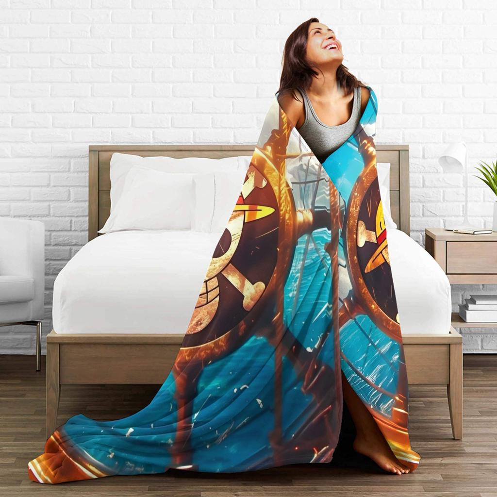 Warm Soft Blankets Decorative One Anime P-Pieces  Throw Blanket  Flannel Bedspread For Outdoor Pattern Sofa Bed Cover