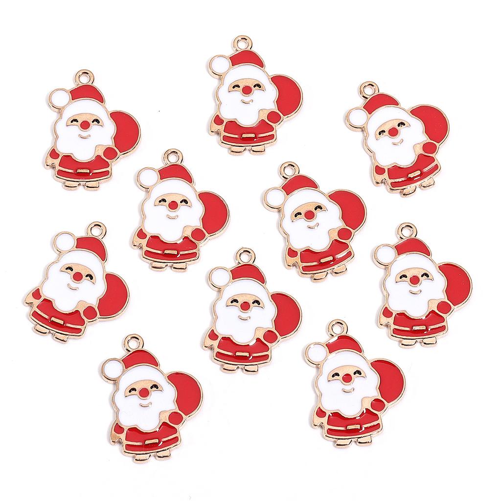 10-20pcs/lot Christmas Series Alloy Enamel Cute Pendant Santa Claus Elk Snowman Shape Charms For DIY Bracelet Necklace Accessory