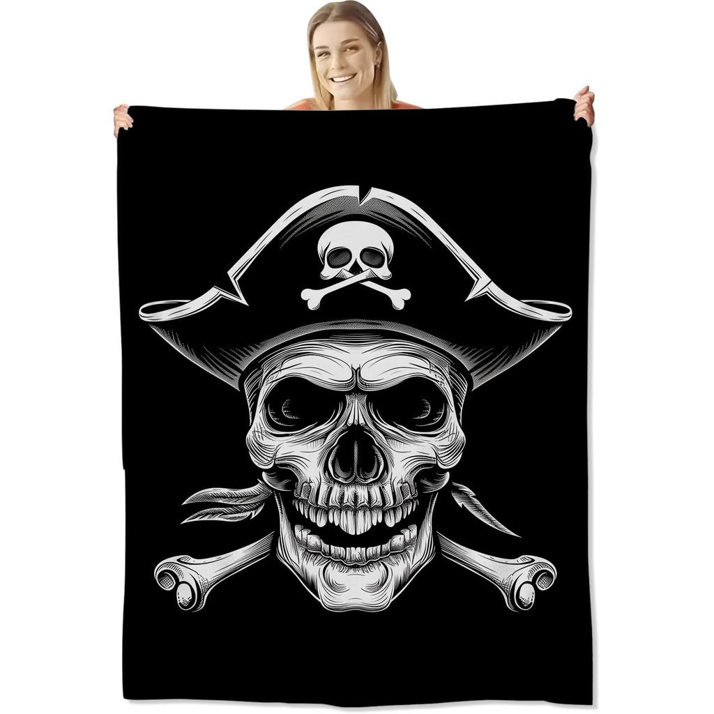 Piraten Totenkopf Aufdruck Decke Flanelldecke Leicht Weich Bequem Sofa Bettdecke Decke