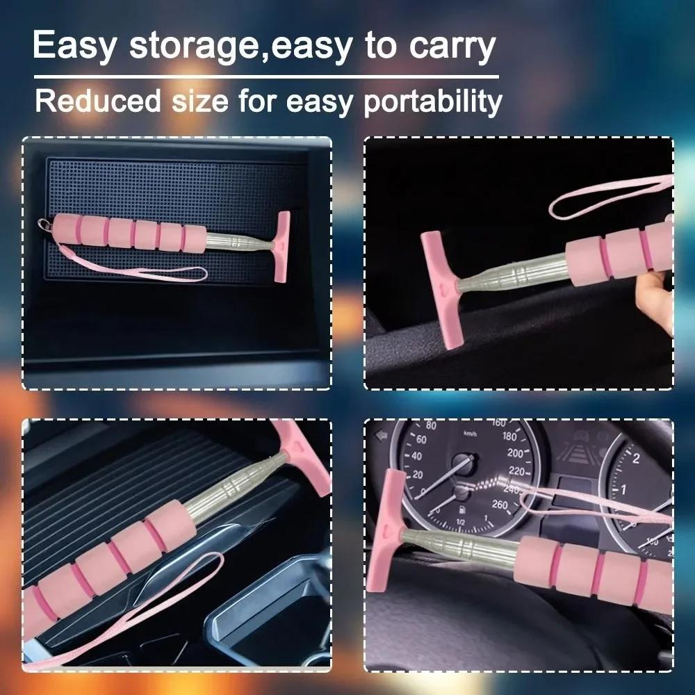 Car Handheld Wiper Rearview Mirror Wiper Stainless Steel Telescopic Retractable Layered Brush Head Window Wash Cleaning Brush