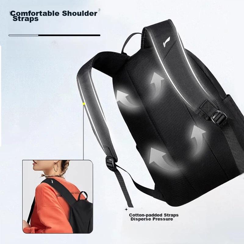 Li-Ning Travel Backpack, Large Capacity, Sport Bag, Laptop Bag, Black, 25L
