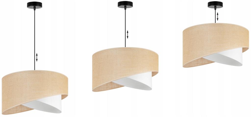 Hanging Lamp, Ceiling Chandelier, White Jute Lampshade