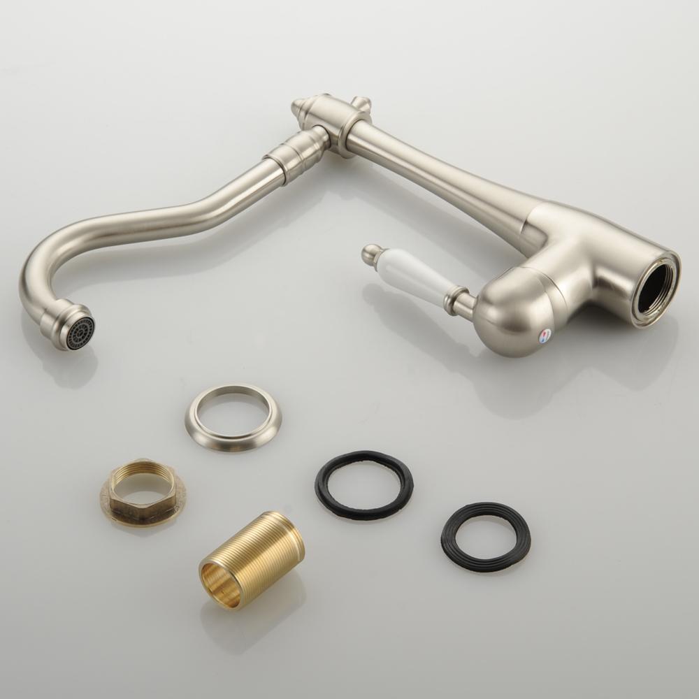 BAKALA Newly Patent Design 360 Swivel 100% Solid Brass Single Handle Mixer Sink Tap Kitchen Faucet In Brushed Nickel CODE 8054