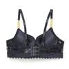 Elegant Rhinestone Lace Bra Set with Metal Chain Straps, Off-Shoulder Push-Up B Cup
