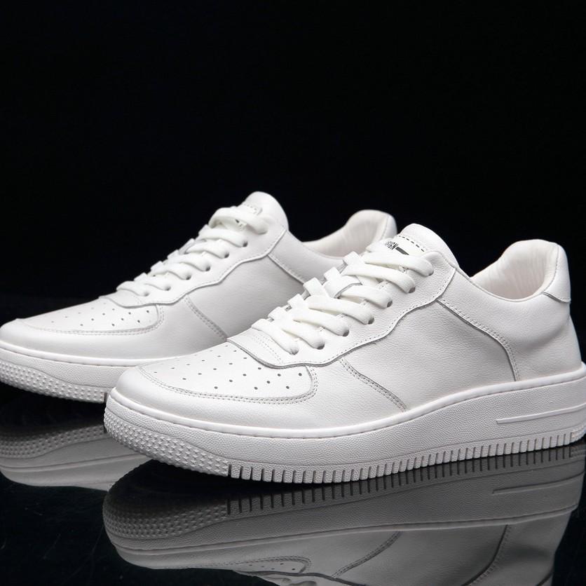 Men's Soft Leather Skate Shoes - Versatile Casual White Fashion Trend