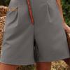 Pantaloncini da donna estivi Elastico a vita alta Tasche laterali larghe Dritto sopra il ginocchio Pantaloncini da ufficio casual da lavoro quotidiani traspiranti in tinta unita morbido
