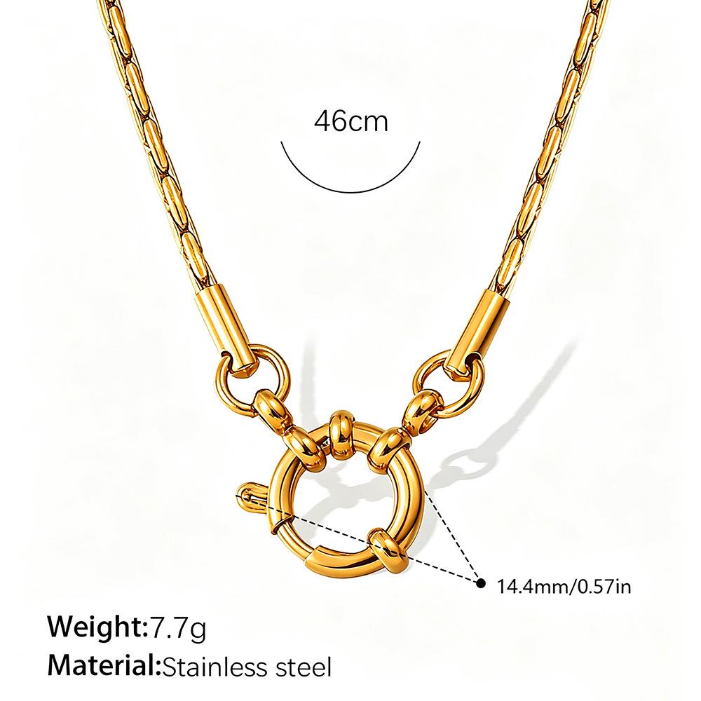 Europäische Retro 18K Gold Halskette für Damen - Hochwertiger schlichter Stil mit vielfältigen Designs und Edelstahlkette