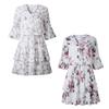 3/4 Sleeve Summer Dress Women Summer Dress Strappy V-Neck Ruffle Hem Dress