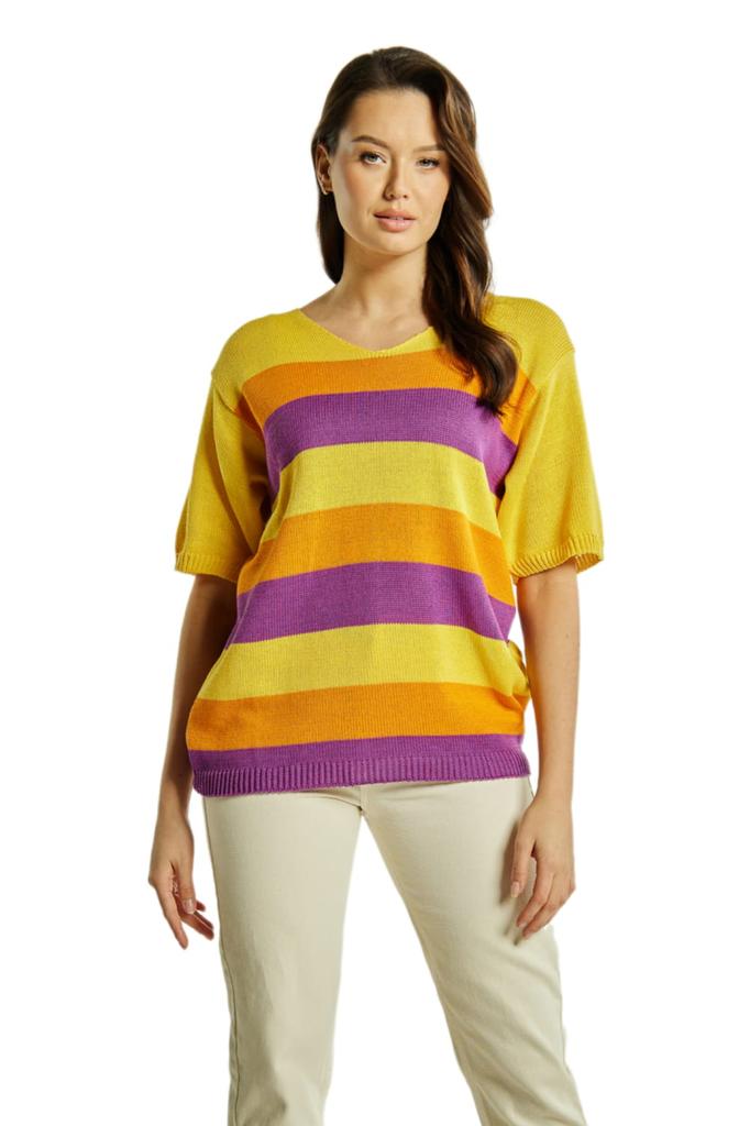 Women' Lister Stripes Blouse, One Size, Cameo, Honey