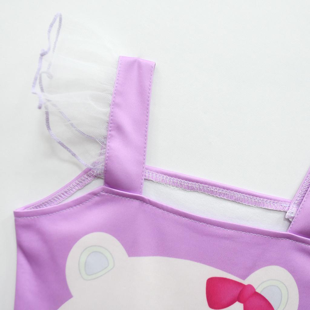 Kids Girls Super Star POP Stage Singer Hunters Mira Bear Print Mesh Ruffle Sleeveless Princess Dress