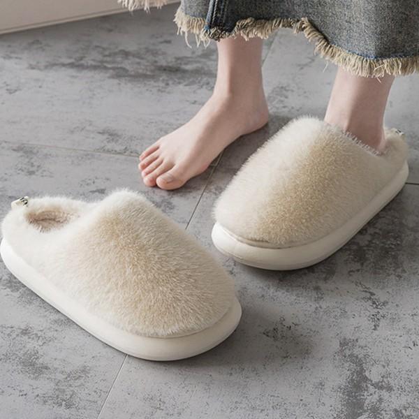 Slippers, Fur, Women's, Pure, Thick Sole, Men's, Unisex, Couple Slippers, High Resilience, Indoor Shoes, Room, Bare Feet, Linen, Quiet, Non-Slip,
