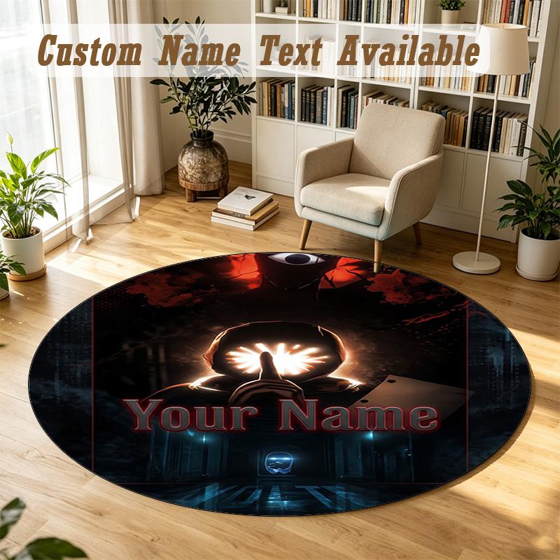 Round Rug Custom NameDoors Pattern Non Slip Carpet Home Floor Decor