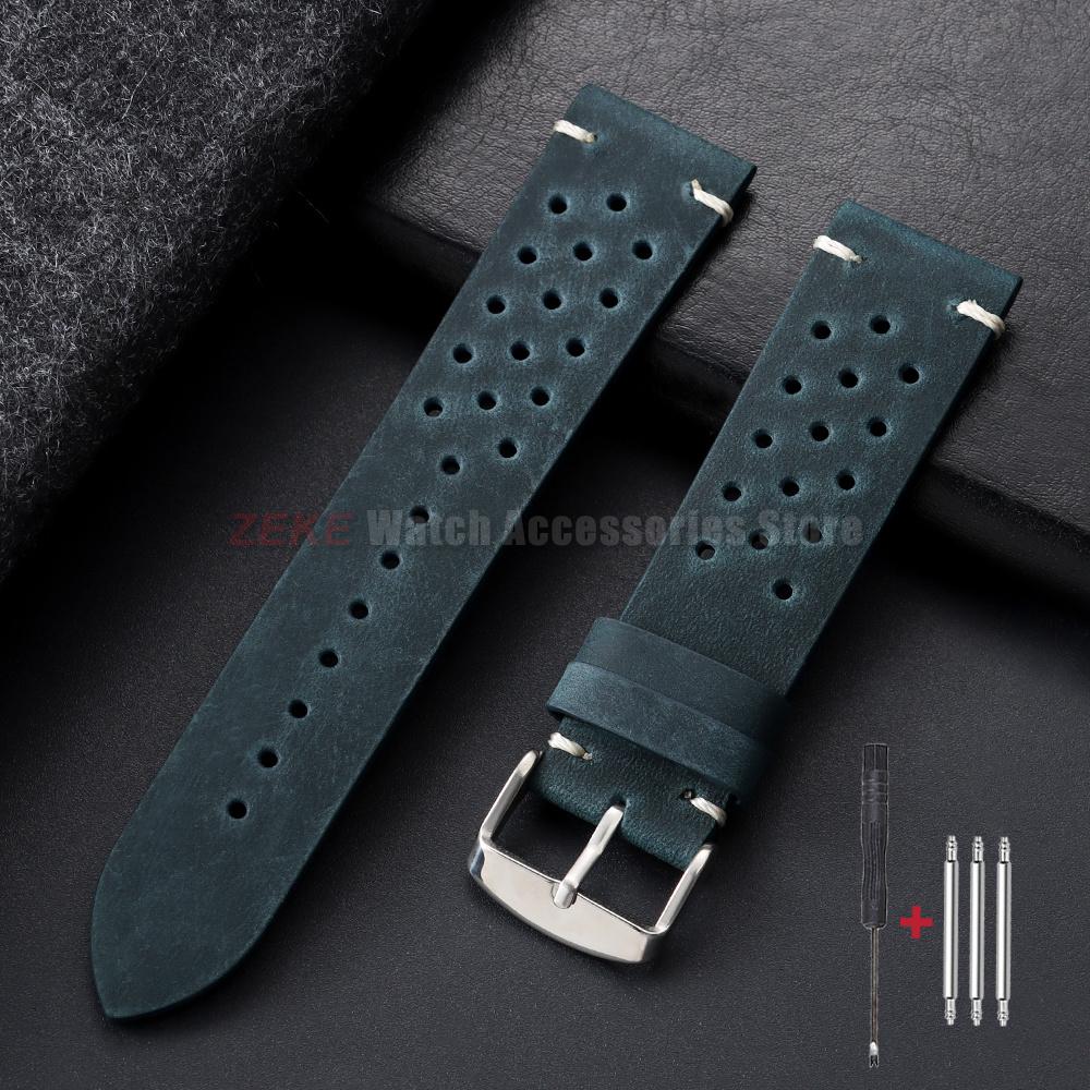 Watchband 18mm 19mm 20mm 21mm 22mm 24mm Handmade Stitching Cowhide Strap for Omega Men Perforated Breathable Wristband for Seiko