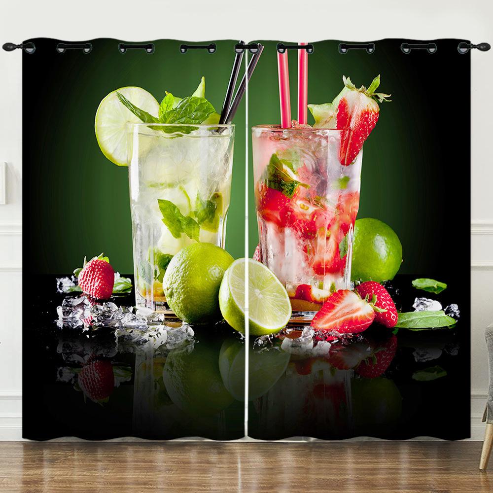 Curtains, Vegetables, Red Peppers, Digital Printing, Blackout Curtains, European And American Sizes, No Punching