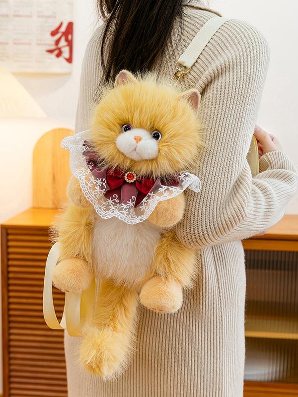 Cute Plush Doll Backpack Simulated Fabric Toy Shoulder Bag Birthday Gift For Girlfriend Best Friend Youth Commuter School Bag