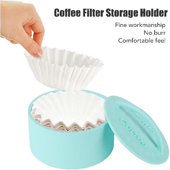 Coffee Filter Holder Reusable Coffee Filter Storage Container with Lid Coffee Basket Used for Family Coffee Counter (Mint Green)