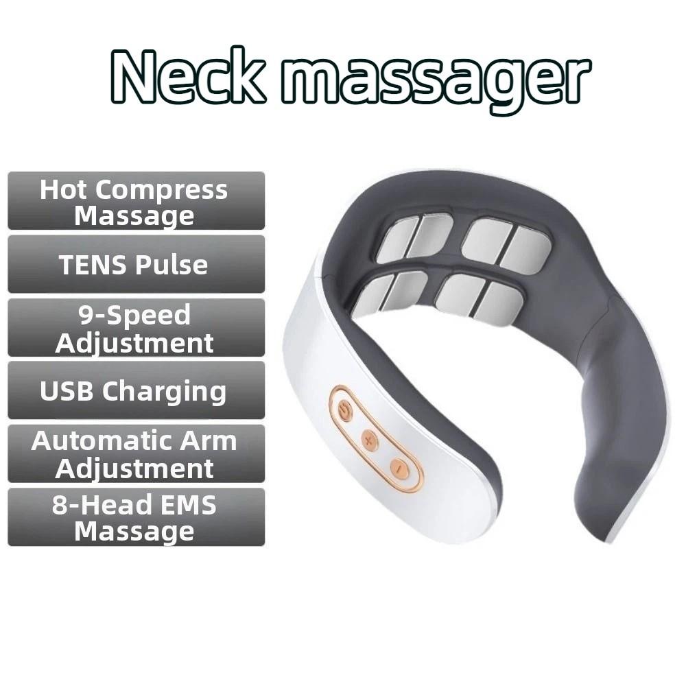 Hot Compress Cervical Spine Massager 8-Head Neck Massager Pulse Neck Device Indoor